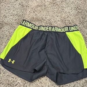 Under Armour Gray and Yellow Athletic Shorts Performance Fit